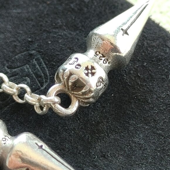 Chrome Hearts Spike Drop Earrings 925 Sterling Silver (Pair) New - Picture 7 of 14